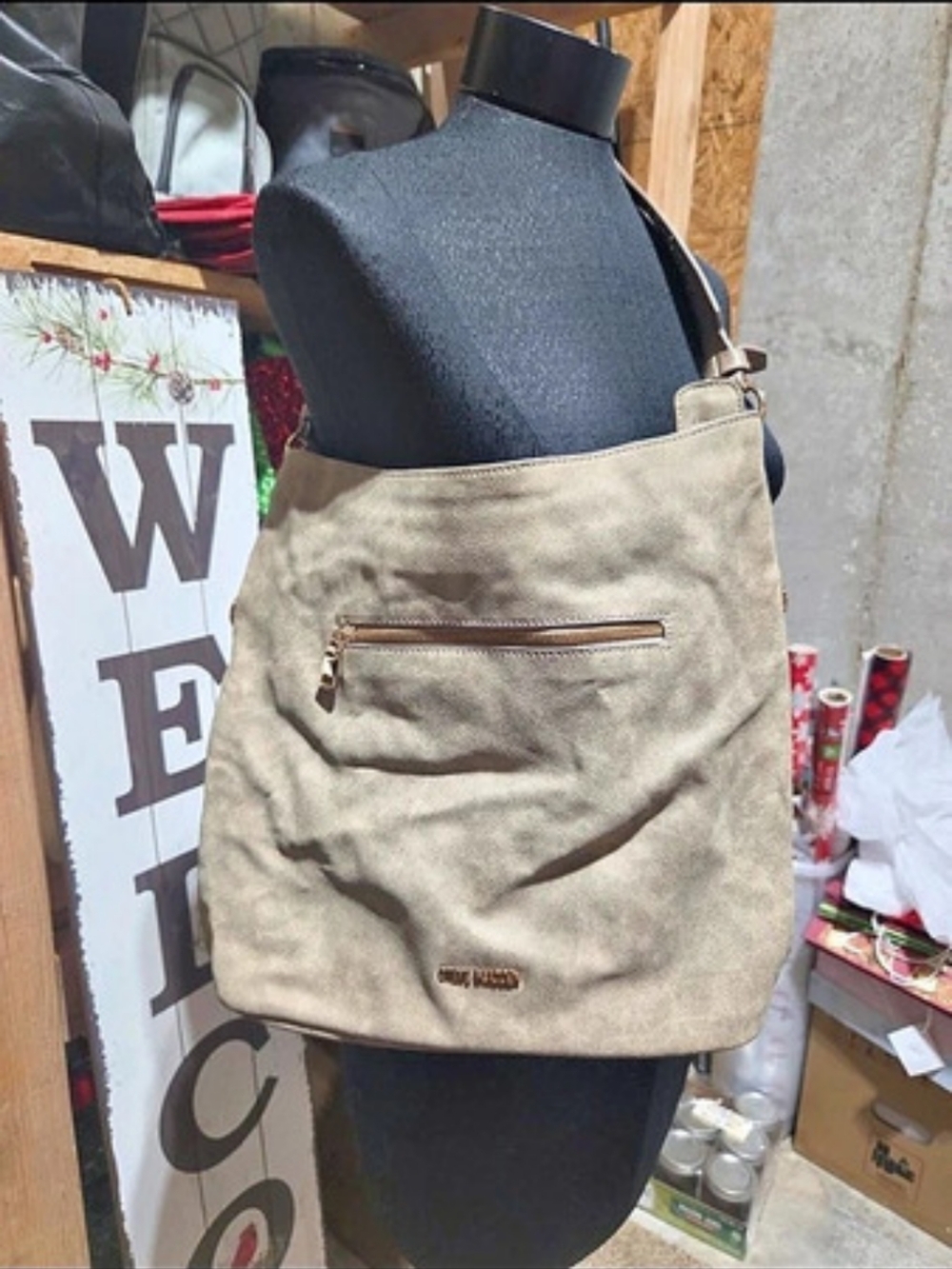 Steve Madden Bcheyann Studded Shoulder Bag in Gray & Brown